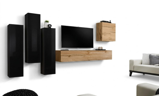 Zwart woonkamer compleet set dressoir RTV kast wandmeubel luxe meubels