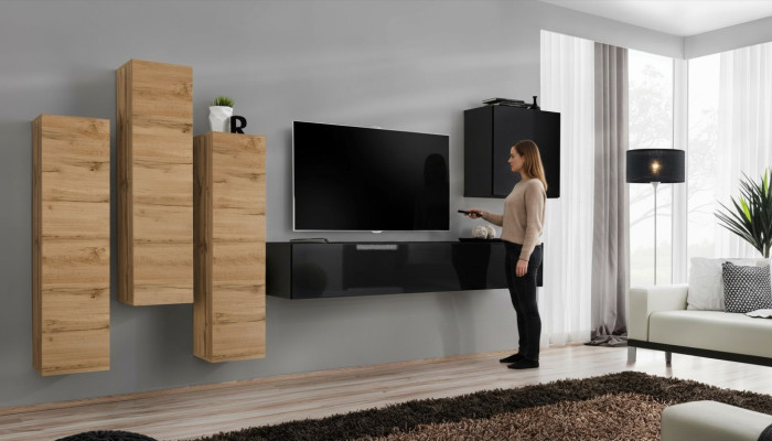 Woonkamerwand Wandkast tv meubels woonkamer inrichting TV-standaard Moderne zwart