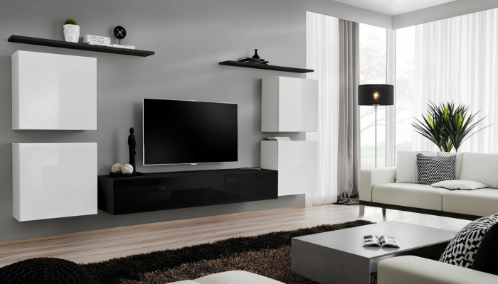 Volledig witte wandkast woonkamer luxe woonkamer dressoir tv-standaard modern.