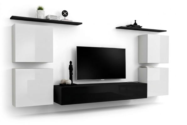 Volledig witte wandkast woonkamer luxe woonkamer dressoir tv-standaard modern.