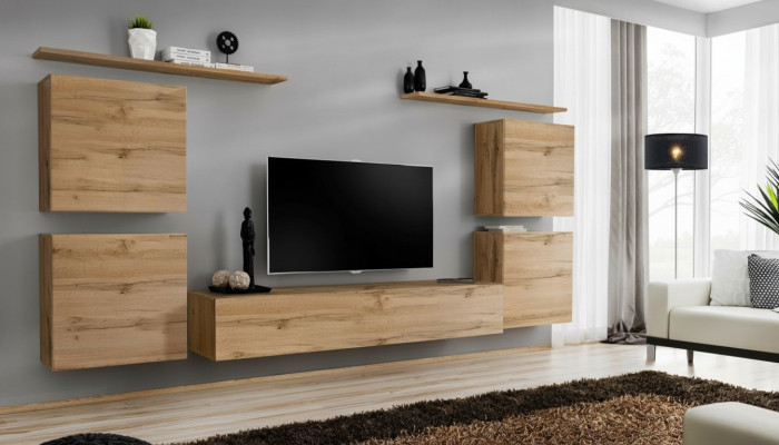 Ontwerp wandkast plank woonkamer hout tv-standaard wandrekken nieuw houten meubels.