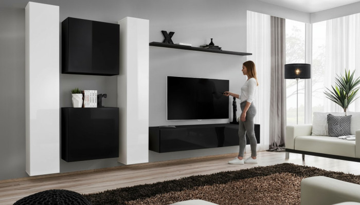 Woonkamer wandmeubel set 4-delige groep meubelkast 4-delige. Houten meubels plank.