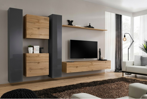 Bruin woonkamer design dressoir moderne tv-standaard woonkamer wandplank