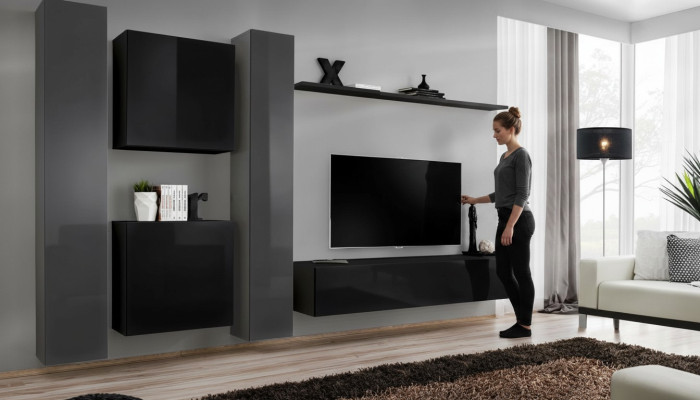 Ontwerper zwarte woonkamer meubels Nieuwe woonwand TV-standaard set meubels sideboard