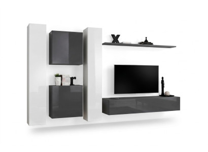 Grijze muurkast woonkamer muur plank design muur kast modern interieur