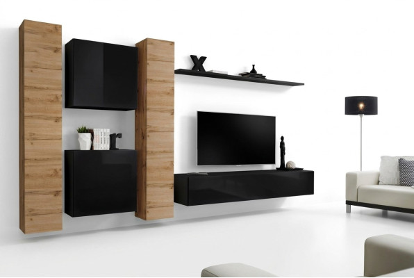 Woonkamerset 6-delig Woonwand Houten meubels Kast Compleet Nieuw Wandplank Woonkamerset 6-delig Woonwand Houten meubels Kast Compleet Nieuw Wandplank