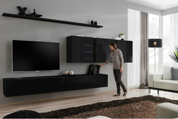 Zwarte woonkamer meubels Moderne designer dressoir wandkast ontwerp.