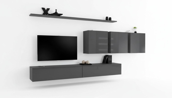 Moderne grijze woonwand ontworpen tv-standaard dressoir houten meubels kast wandkast