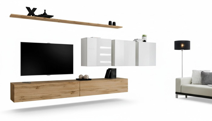 Compleet set wandmeubel Modern TV-standaard Sideboard Inrichting Design Wandplank