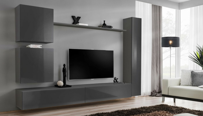 Wandmeubel ontwerper meubels grijs wandkast luxe inrichting houten meubels modern.