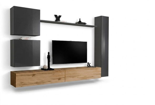 Muurkast woonwand compleet set 6-delig modern meubilair dressoir tv-standaard