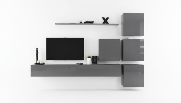 Grijze moderne woonwand woonkamer ontwerp tv-standaard luxe dressoir kast nieuw