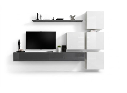 Grijze wandplank TV-standaard luxe compleet stijl modern woonkamer nieuwe inrichting