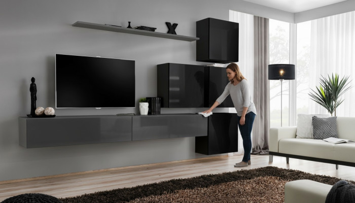 Wandmeubel Set 7-delige inrichting Luxe TV-standaard Modern Woonkamer Rek Ontwerp