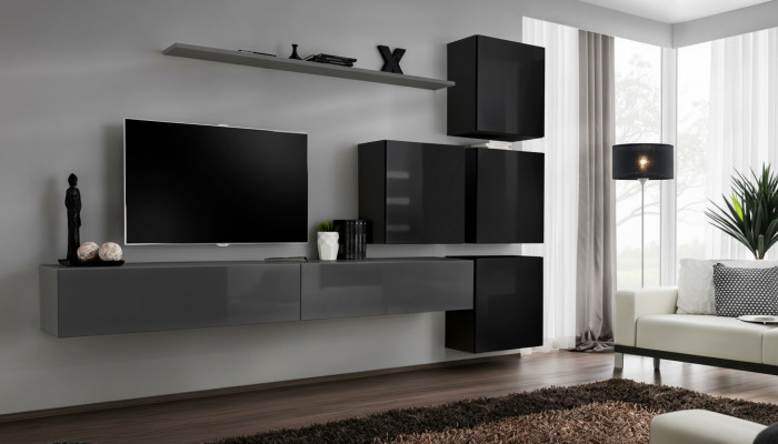 Wandmeubel Set 7-delige inrichting Luxe TV-standaard Modern Woonkamer Rek Ontwerp