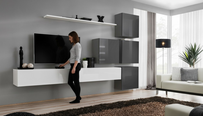 Weiß Tv-standaard houten meubel set compleet woonkamer set modern.