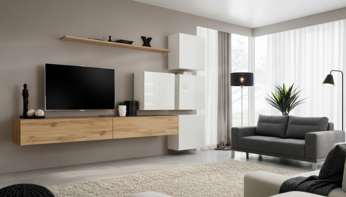 Woonwand Bruin Woonkamer Hout Modern Meubelset Luxe Compleet Wandkast