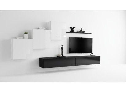Woonwand Zwart Compleet TV-standaard Wandplank Luxe Wandkast Design