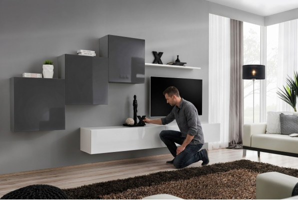 Luxe woonkamer wandmeubel tv-standaard inrichting Modern wandplank ontwerp