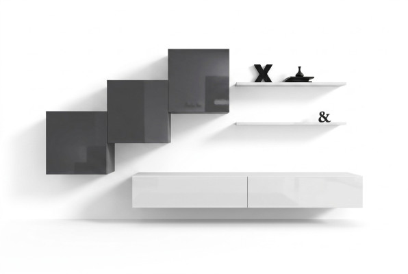 Luxe woonkamer wandmeubel tv-standaard inrichting Modern wandplank ontwerp