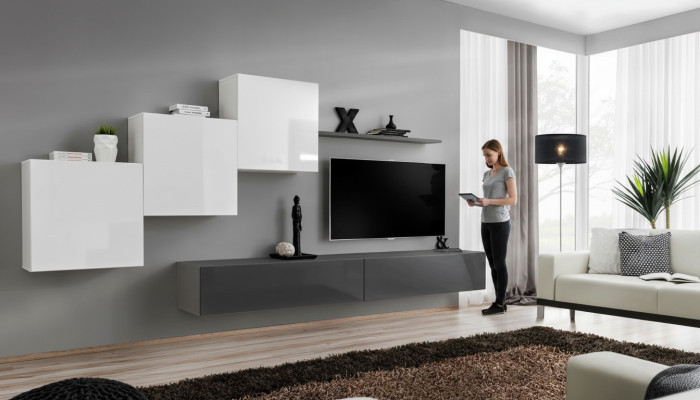 Designer woonwand Grijs TV-standaard Moderne dressoir wandplank Nieuw TV-standaard.