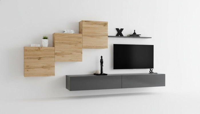Ontwerper woonkamermeubels Woonwand Grijs TV-standaard Moderne dressoir Wandplank