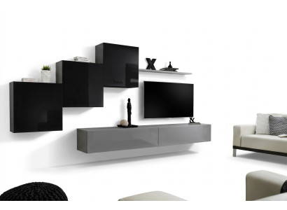 Woonkamerset Wandplank TV-standaard Grijs Luxe wandmeubel Ontwerp 6-delig. Nieuw woonkamerset Wandplank TV-standaard Grijs Luxe wandmeubel Ontwerp 6-delig. Nieuw