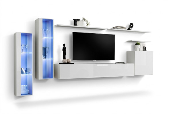 Wit Complete woonwand tv-standaard Design woonkamer Luxe kast Wandkast