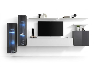 Complete woonwand tv-standaard wandplank luxe wandkast inrichting designer.
