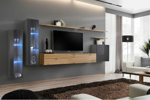 Woonkamer set Woonwand Bruin Luxe Wandkast TV-standaard Compleet Sideboard  Woonkamerset Woonwand Bruin Luxe Wandkast Tv-standaard Compleet Sideboard