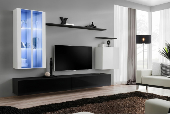 Woonkamer Zwarte tv-standaard Designer Compleet Set Wandplank Modern Nieuwe Meubels