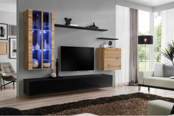 Woonwand houten meubels Zwart TV-standaard Dressoir Wandkast Houten meubels Nieuw