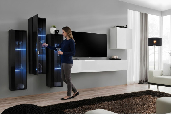 Nieuwe woonkamer wandkast hoogglans houten meubelkast moderne meubels 5-delig.
