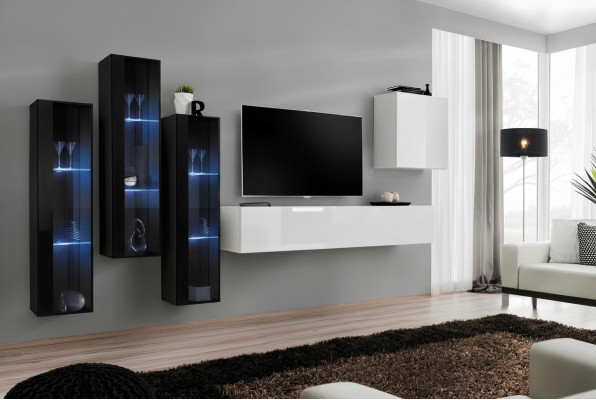 Nieuwe woonkamer wandkast hoogglans houten meubelkast moderne meubels 5-delig.