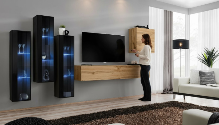 Moderne woonkast bruin tv-standaard wandkast houten meubels ontwerper hoogglans