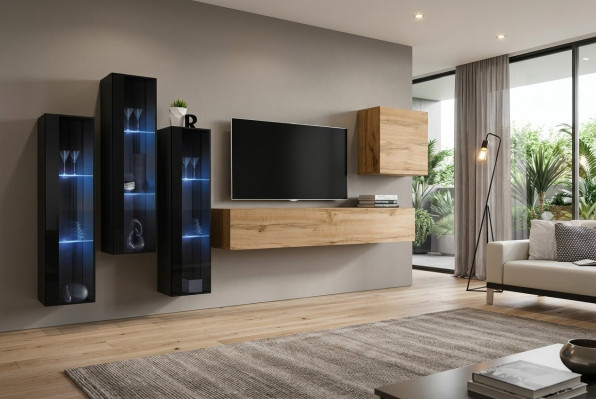Moderne woonkast bruin tv-standaard wandkast houten meubels ontwerper hoogglans