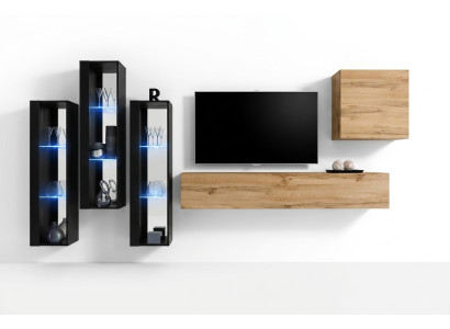 Moderne woonkast bruin tv-standaard wandkast houten meubels ontwerper hoogglans