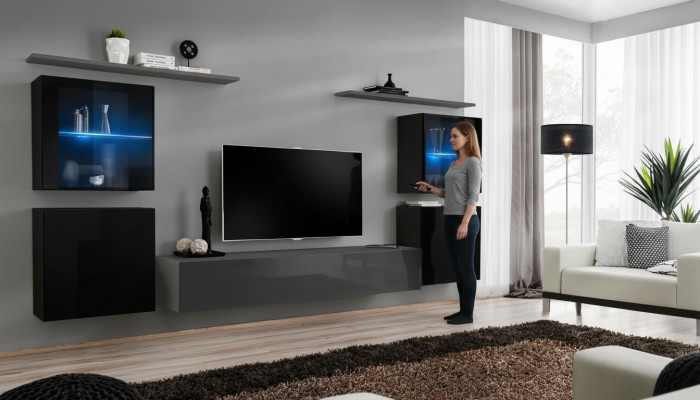 Woonkamerset 7-delig Designer Luxe Grijs Dressoir Woonwand Nieuw  Woonkamerset 7-delig Designer Luxe Grijs Dressoir Woonwand Nieuw