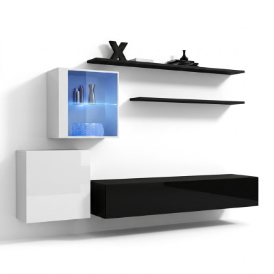 Wandmeubel 260cm RTV dressoir tv standaard Luxe woonkamer meubels Hout Zwart