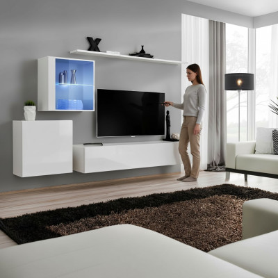 Volledige set woonwand tv-standaard hoogglans luxe dressoir wit nieuw ontwerp