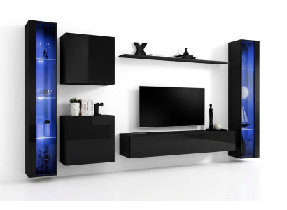 Woonkamerset ontwerpmeubilair 2x wandkast hangende vitrine inrichting