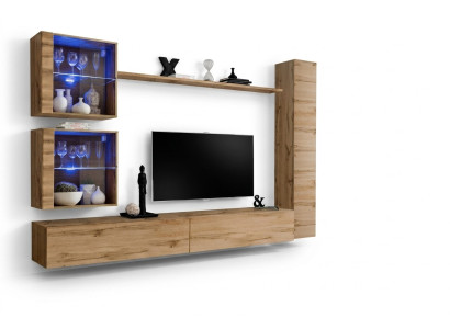 Bruine woonwand hangkast design tv-standaard inrichting rek modern