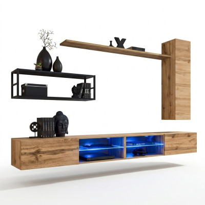 Bruine Luxe Nieuwe Woonwand Set Woonkamermeubelen Inrichting Wandschrank Wandrek