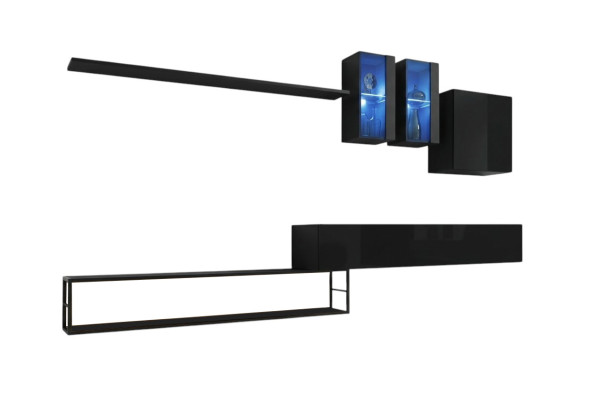 Ontwerper woonwand Zwart Modern Luxe TV-standaard Houten meubels Inrichting Garnituur