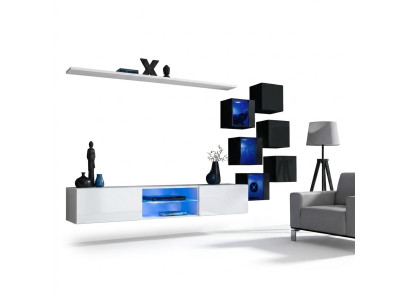 Garnituur Set Woonkamer 6x Wandkast Wandplanken Dressoir Houten meubels Nieuw