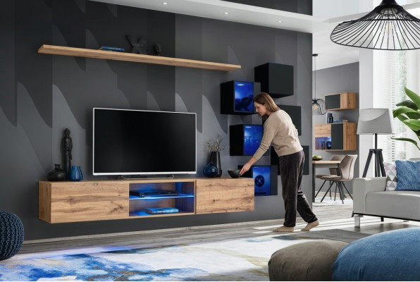 Wandmeubel Bruin Planken Dressoir Wandkast Luxe Nieuw TV-standaard Houten meubels