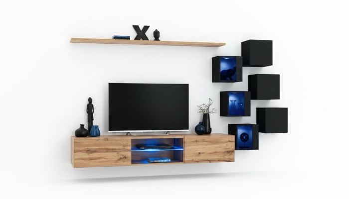 Wandmeubel Bruin Planken Dressoir Wandkast Luxe Nieuw TV-standaard Houten meubels