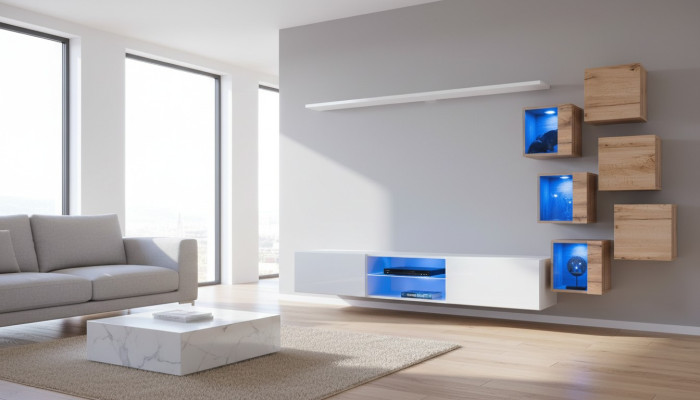 Nieuwe complete set van 8 stuks wandkast luxe dressoir tv-standaard wandplanken
