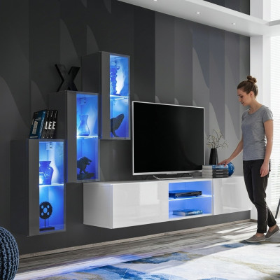 Luxe meubelontwerp woonwand tv-standaard 3x wandkast dressoir houten meubels