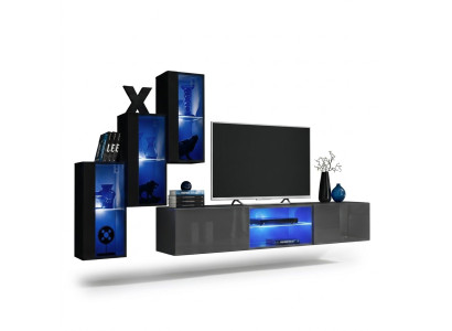 Set van 4 delen woonwand 210 cm Inrichting Modern Wandkast Nieuw